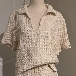 OAS Cream Textured Women's Top